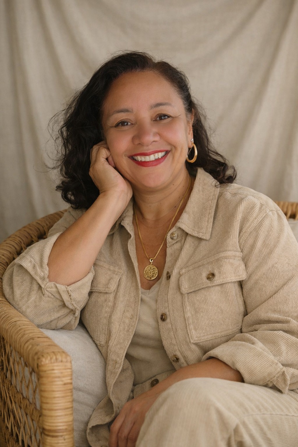 Dra. Chris Santos, psicóloga especialista em relacionamentos, em retrato acolhedor